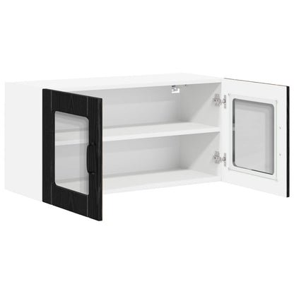 vidaXL Wall Glass Cabinet LUCCA Black Oak 80 x 31 x 40 cm