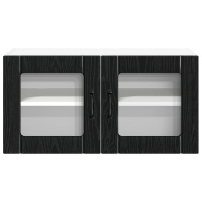 vidaXL Wall Glass Cabinet LUCCA Black Oak 80 x 31 x 40 cm