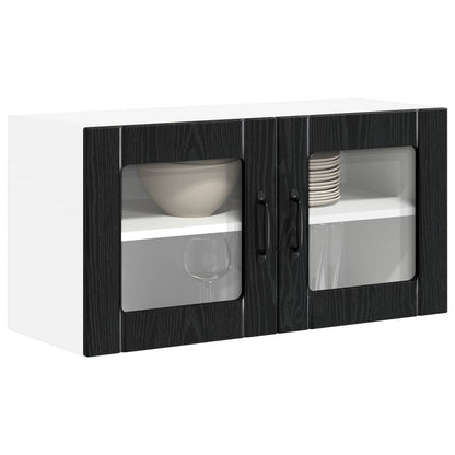 vidaXL Wall Glass Cabinet LUCCA Black Oak 80 x 31 x 40 cm