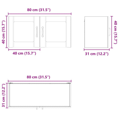 vidaXL Wall Glass Cabinet LUCCA Black Oak 80 x 31 x 40 cm