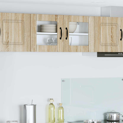 vidaXL Wall Glass Cabinet LUCCA Sonoma Oak 80 x 31 x 40 cm