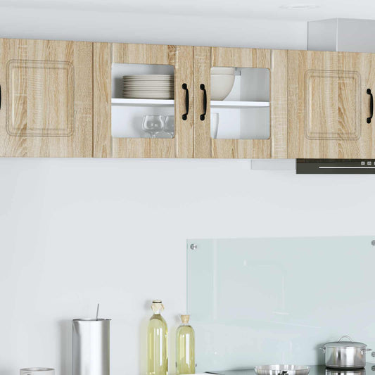 vidaXL Wall Glass Cabinet LUCCA Sonoma Oak 80 x 31 x 40 cm