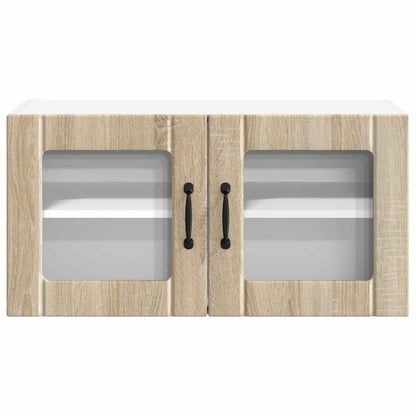 vidaXL Wall Glass Cabinet LUCCA Sonoma Oak 80 x 31 x 40 cm