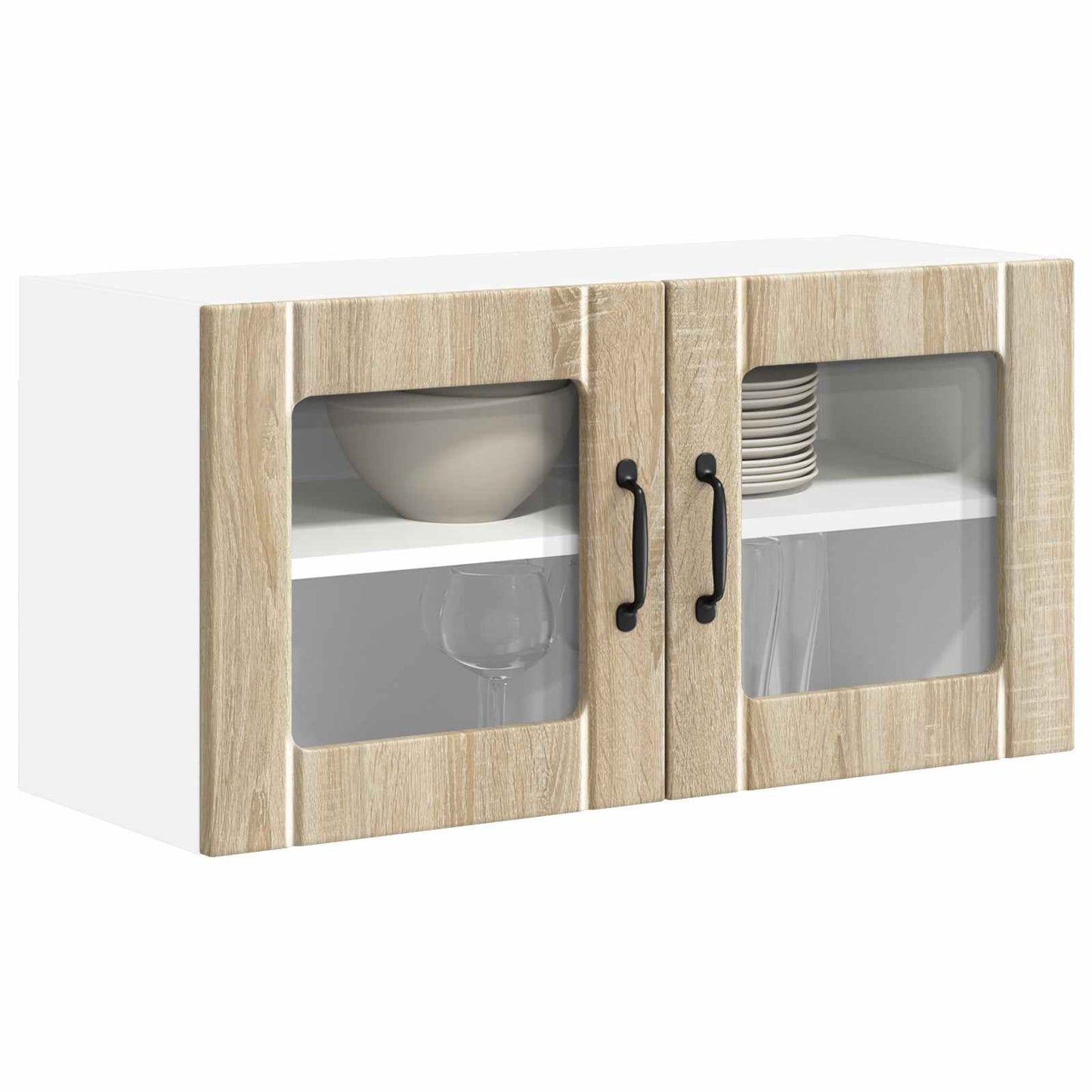 vidaXL Wall Glass Cabinet LUCCA Sonoma Oak 80 x 31 x 40 cm