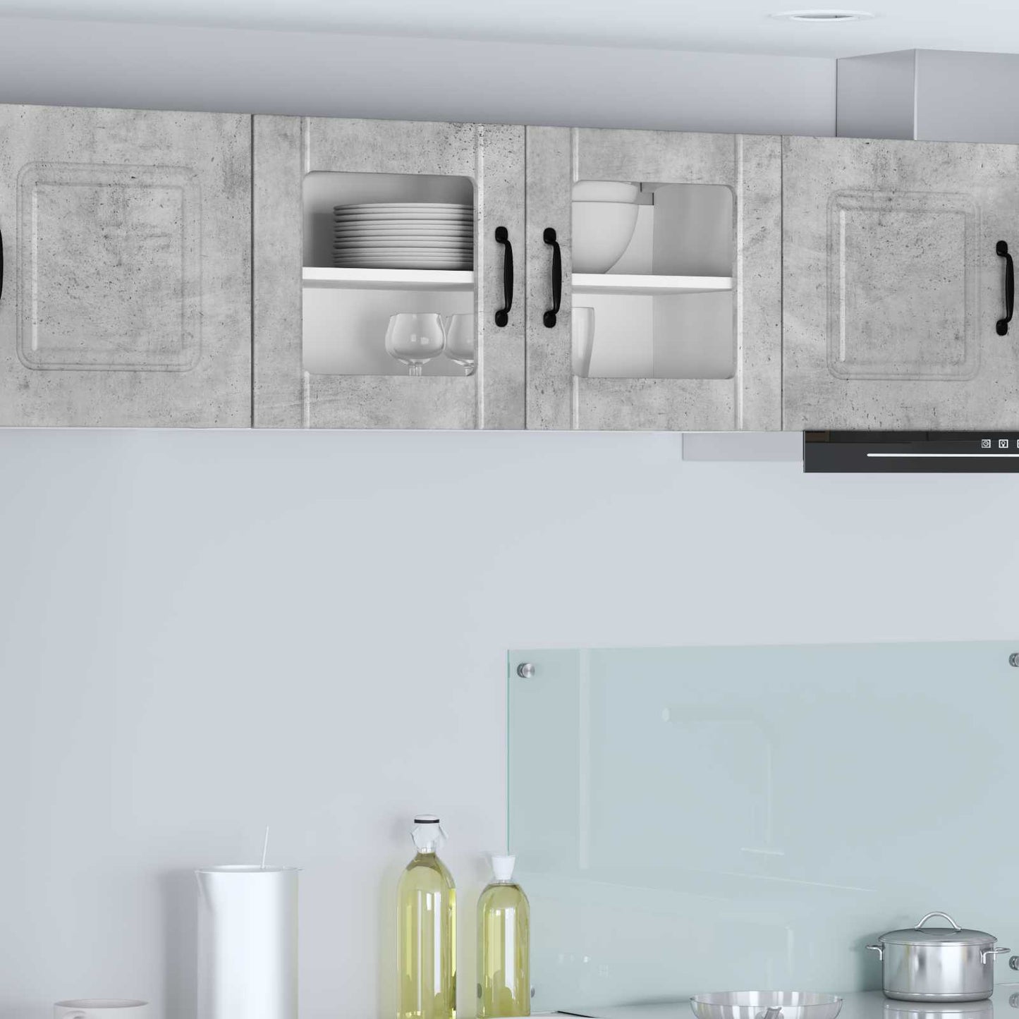 vidaXL Wall Glass Cabinet LUCCA Concrete Grey 80 x 31 x 40 cm