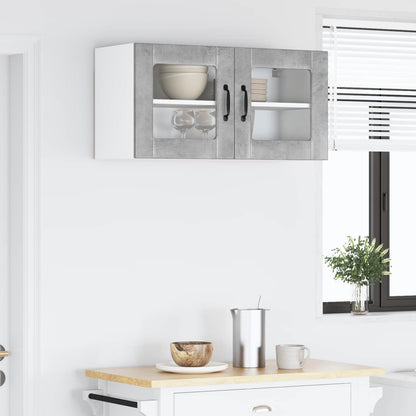 vidaXL Wall Glass Cabinet LUCCA Concrete Grey 80 x 31 x 40 cm