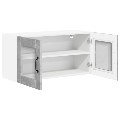 vidaXL Wall Glass Cabinet LUCCA Concrete Grey 80 x 31 x 40 cm