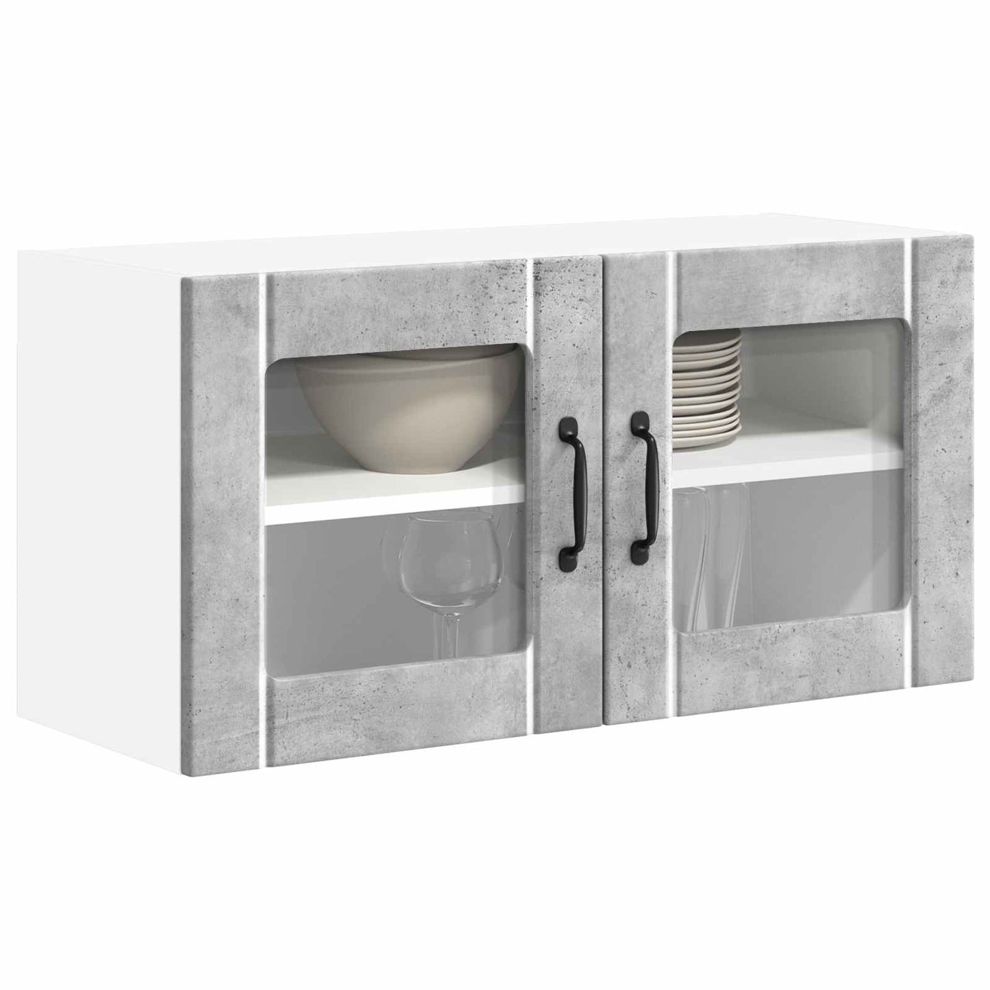 vidaXL Wall Glass Cabinet LUCCA Concrete Grey 80 x 31 x 40 cm