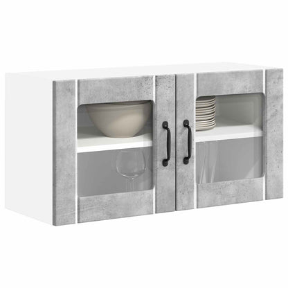 vidaXL Wall Glass Cabinet LUCCA Concrete Grey 80 x 31 x 40 cm