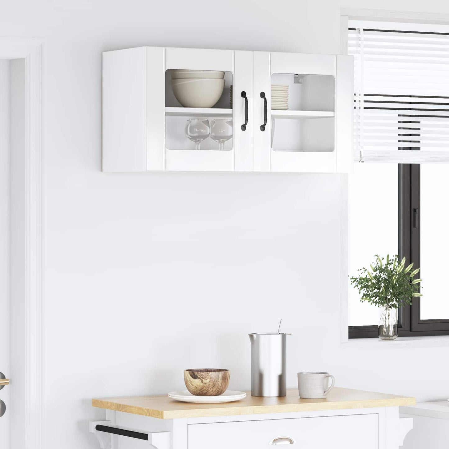 vidaXL Wall Glass Cabinet LUCCA High Gloss White 80 x 31 x 40 cm