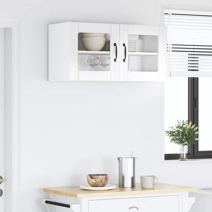 vidaXL Wall Glass Cabinet LUCCA High Gloss White 80 x 31 x 40 cm