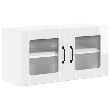 vidaXL Wall Glass Cabinet LUCCA High Gloss White 80 x 31 x 40 cm