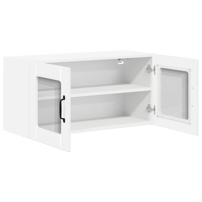 vidaXL Wall Glass Cabinet LUCCA High Gloss White 80 x 31 x 40 cm