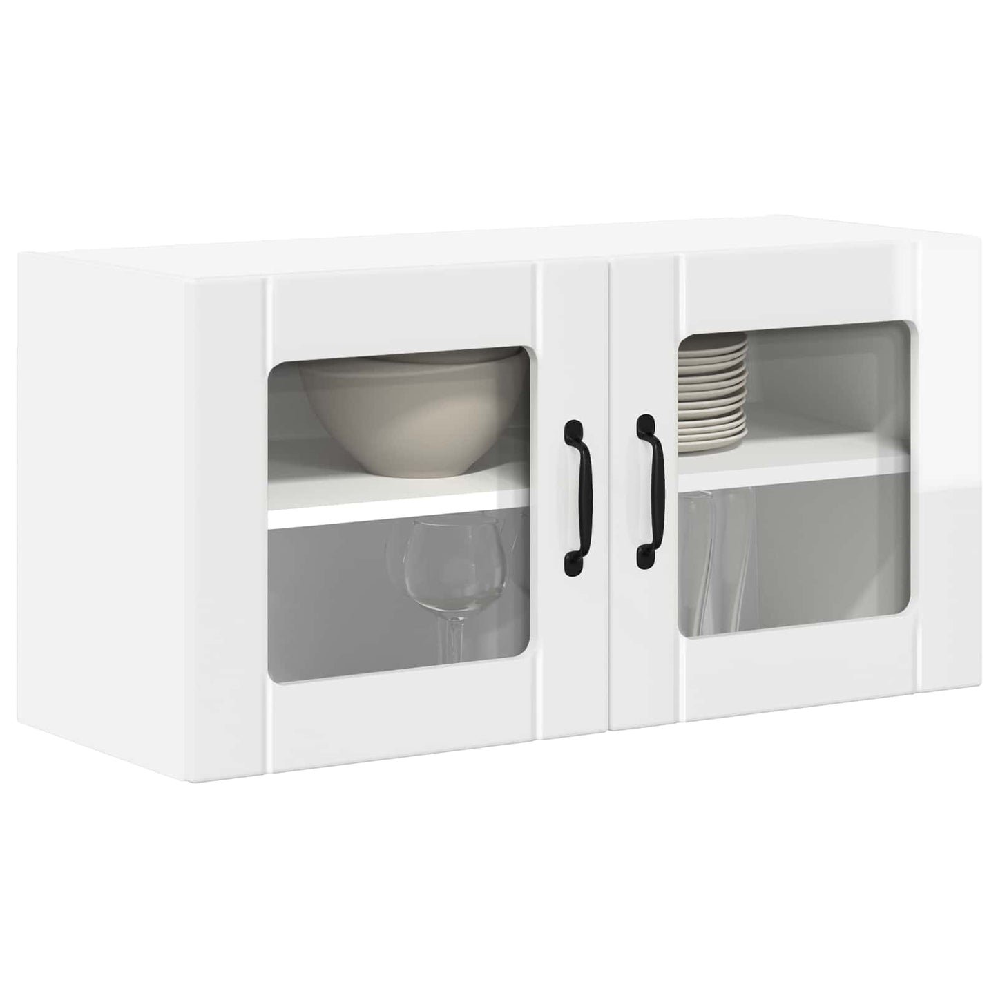 vidaXL Wall Glass Cabinet LUCCA High Gloss White 80 x 31 x 40 cm