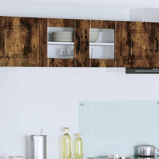 vidaXL Wall Glass Cabinet LUCCA Smoked Oak 80 x 31 x 40 cm