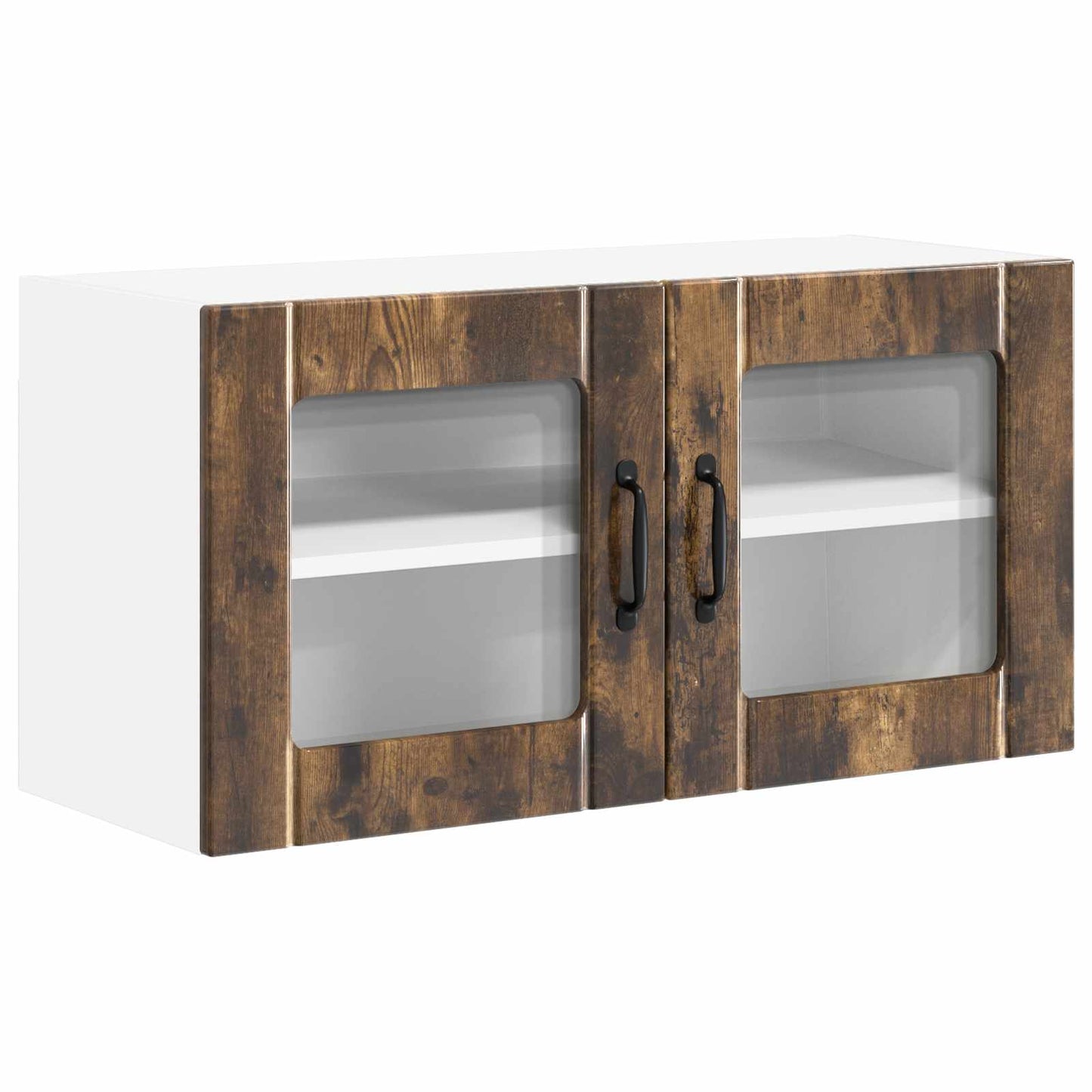 vidaXL Wall Glass Cabinet LUCCA Smoked Oak 80 x 31 x 40 cm