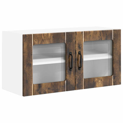 vidaXL Wall Glass Cabinet LUCCA Smoked Oak 80 x 31 x 40 cm