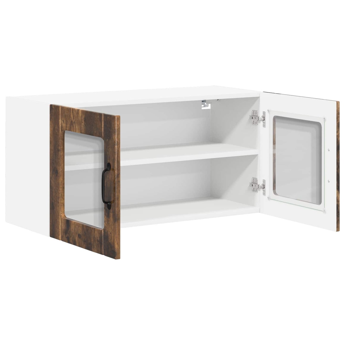 vidaXL Wall Glass Cabinet LUCCA Smoked Oak 80 x 31 x 40 cm