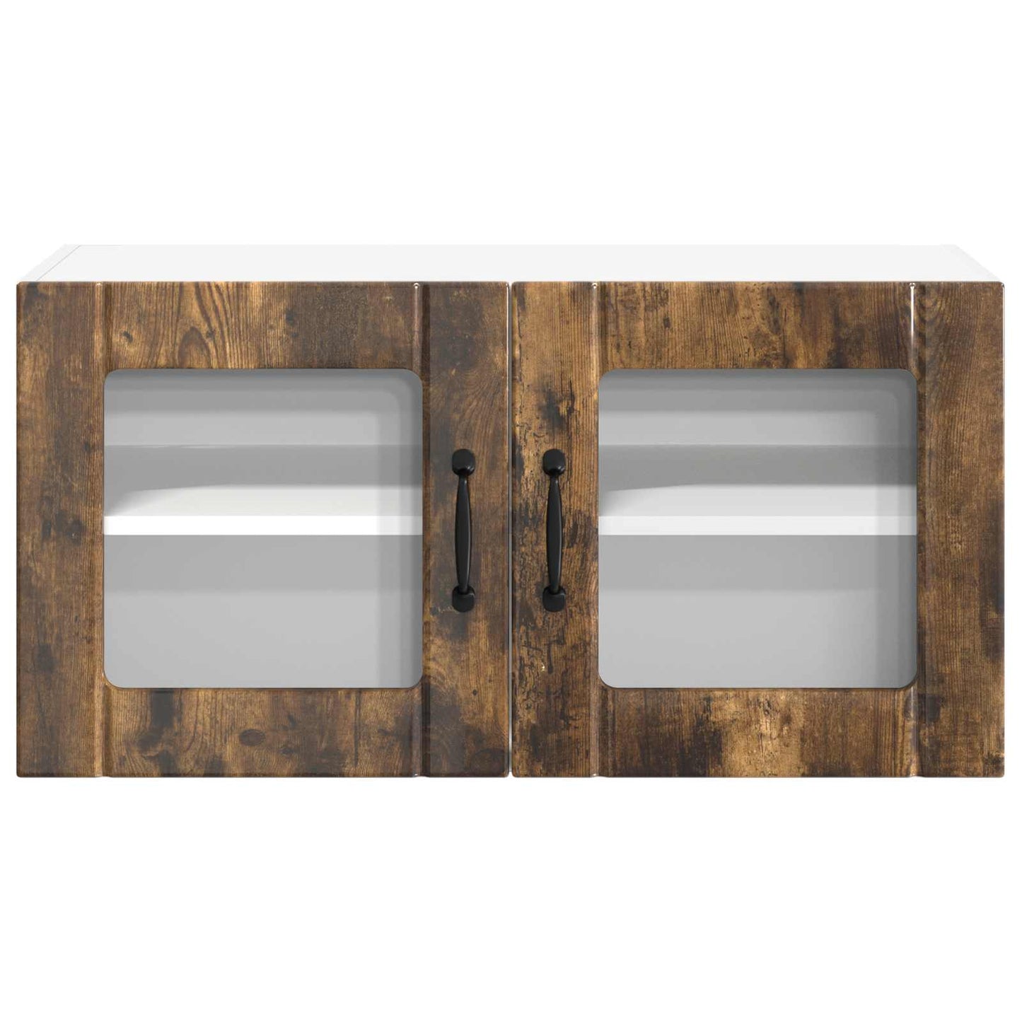 vidaXL Wall Glass Cabinet LUCCA Smoked Oak 80 x 31 x 40 cm