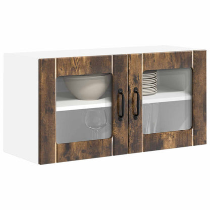 vidaXL Wall Glass Cabinet LUCCA Smoked Oak 80 x 31 x 40 cm