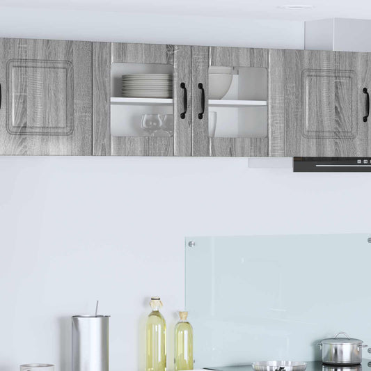 vidaXL Wall Glass Cabinet LUCCA Grey Sonoma 80 x 31 x 40 cm