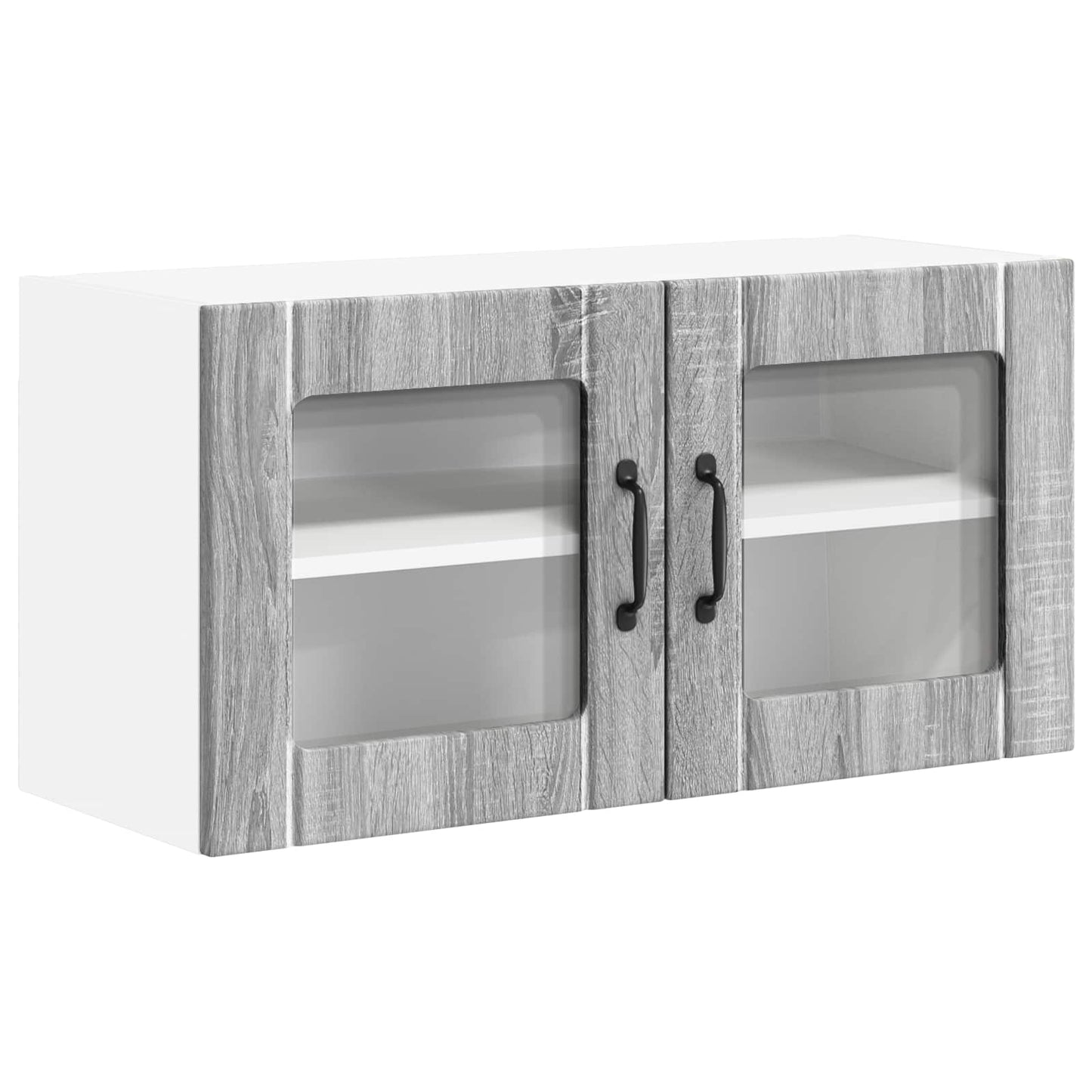 vidaXL Wall Glass Cabinet LUCCA Grey Sonoma 80 x 31 x 40 cm