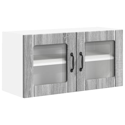 vidaXL Wall Glass Cabinet LUCCA Grey Sonoma 80 x 31 x 40 cm