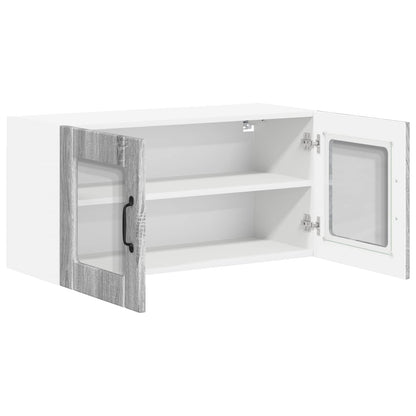 vidaXL Wall Glass Cabinet LUCCA Grey Sonoma 80 x 31 x 40 cm