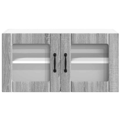 vidaXL Wall Glass Cabinet LUCCA Grey Sonoma 80 x 31 x 40 cm