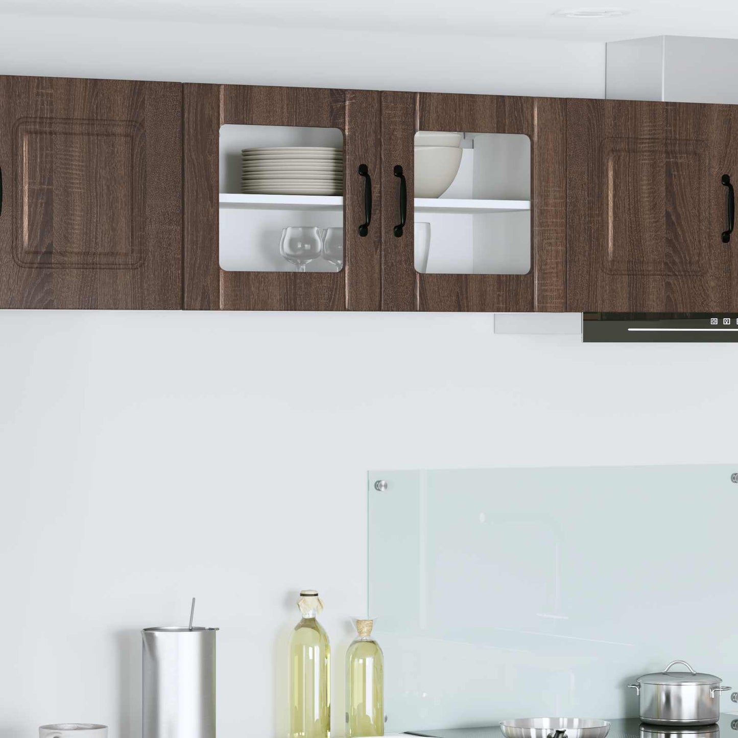 vidaXL Wall Glass Cabinet LUCCA Brown Oak 80 x 31 x 40 cm