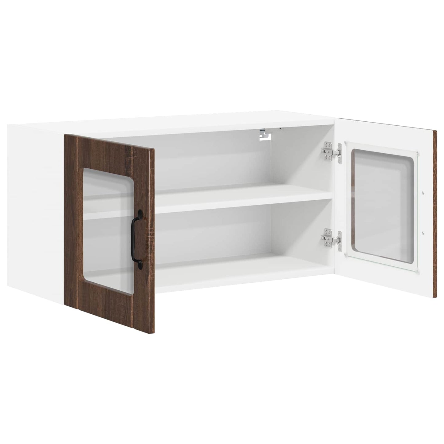 vidaXL Wall Glass Cabinet LUCCA Brown Oak 80 x 31 x 40 cm