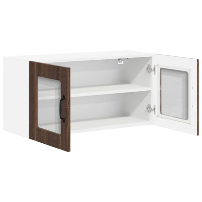 vidaXL Wall Glass Cabinet LUCCA Brown Oak 80 x 31 x 40 cm