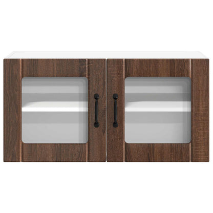 vidaXL Wall Glass Cabinet LUCCA Brown Oak 80 x 31 x 40 cm