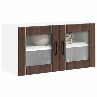 vidaXL Wall Glass Cabinet LUCCA Brown Oak 80 x 31 x 40 cm