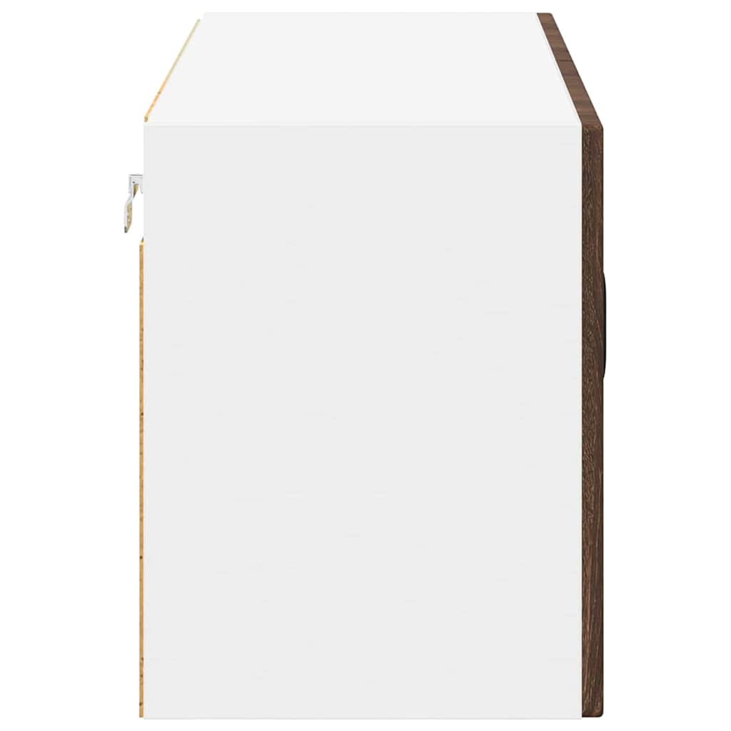 vidaXL Wall Glass Cabinet LUCCA Brown Oak 80 x 31 x 40 cm