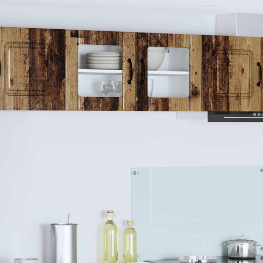 vidaXL Wall Glass Cabinet LUCCA Old Wood 80 x 31 x 40 cm