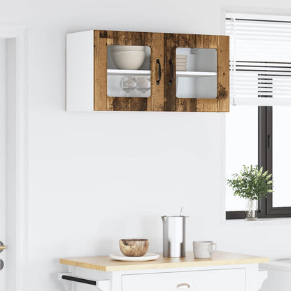 vidaXL Wall Glass Cabinet LUCCA Old Wood 80 x 31 x 40 cm