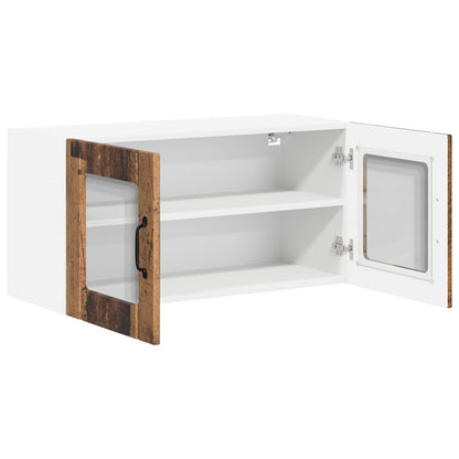 vidaXL Wall Glass Cabinet LUCCA Old Wood 80 x 31 x 40 cm