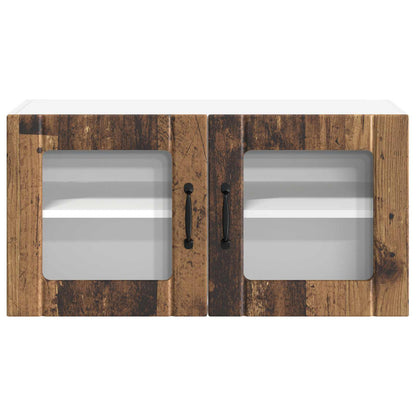 vidaXL Wall Glass Cabinet LUCCA Old Wood 80 x 31 x 40 cm