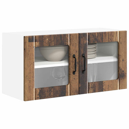 vidaXL Wall Glass Cabinet LUCCA Old Wood 80 x 31 x 40 cm
