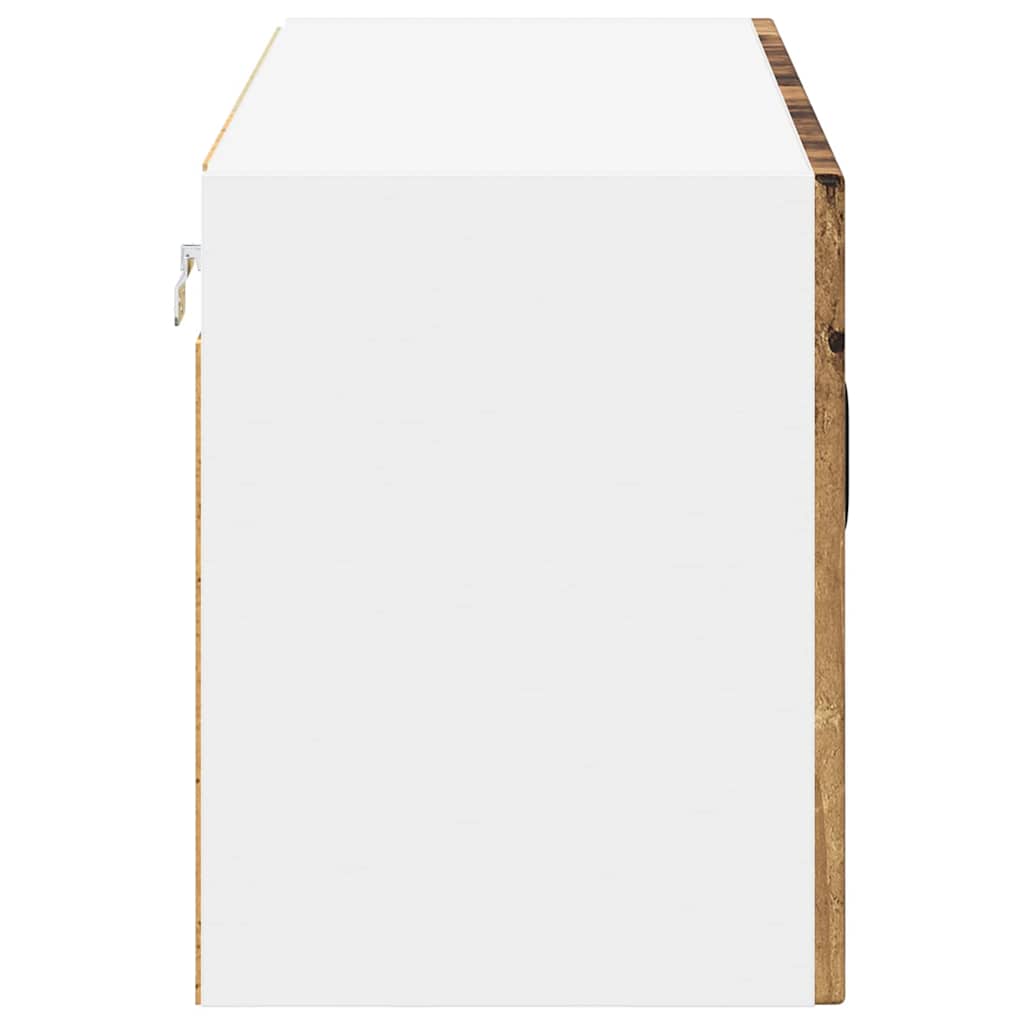 vidaXL Wall Glass Cabinet LUCCA Old Wood 80 x 31 x 40 cm
