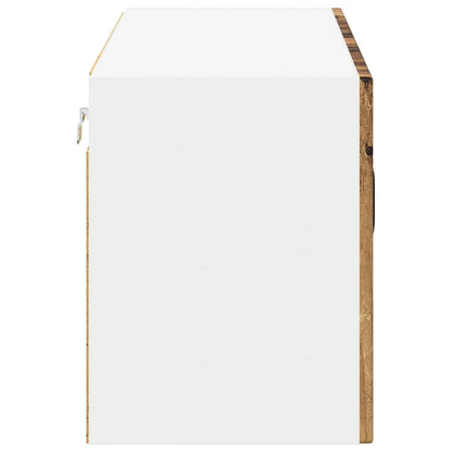 vidaXL Wall Glass Cabinet LUCCA Old Wood 80 x 31 x 40 cm