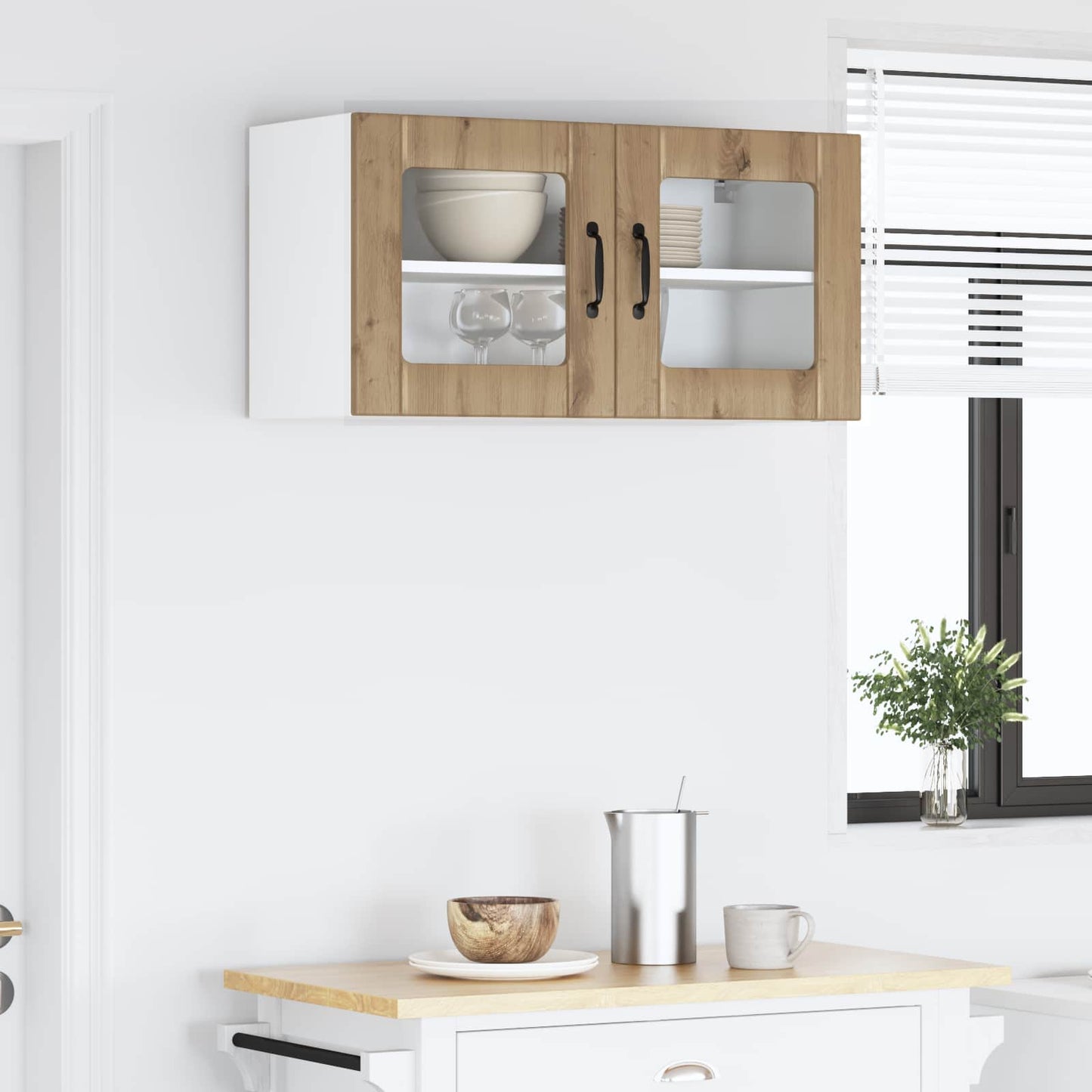 vidaXL Wall Glass Cabinet LUCCA Artisan Oak 80 x 31 x 40 cm