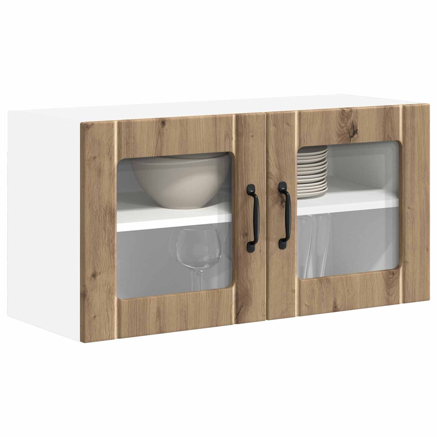 vidaXL Wall Glass Cabinet LUCCA Artisan Oak 80 x 31 x 40 cm