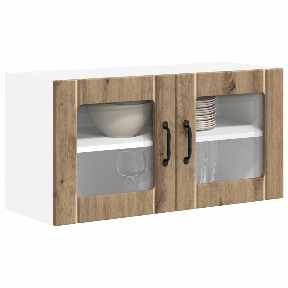 vidaXL Wall Glass Cabinet LUCCA Artisan Oak 80 x 31 x 40 cm