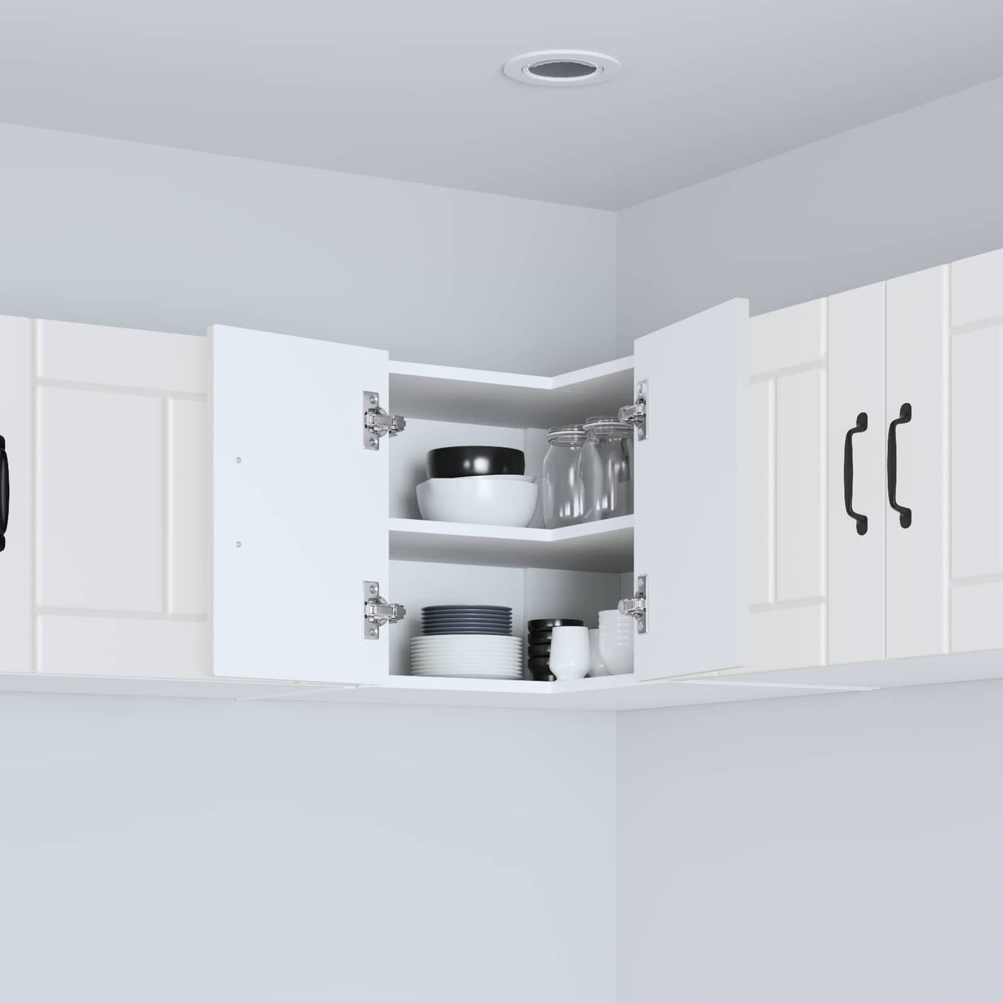 vidaXL Wall Corner Cabinet LUCCA White 57 x 57 x 40 cm Engineered Wood