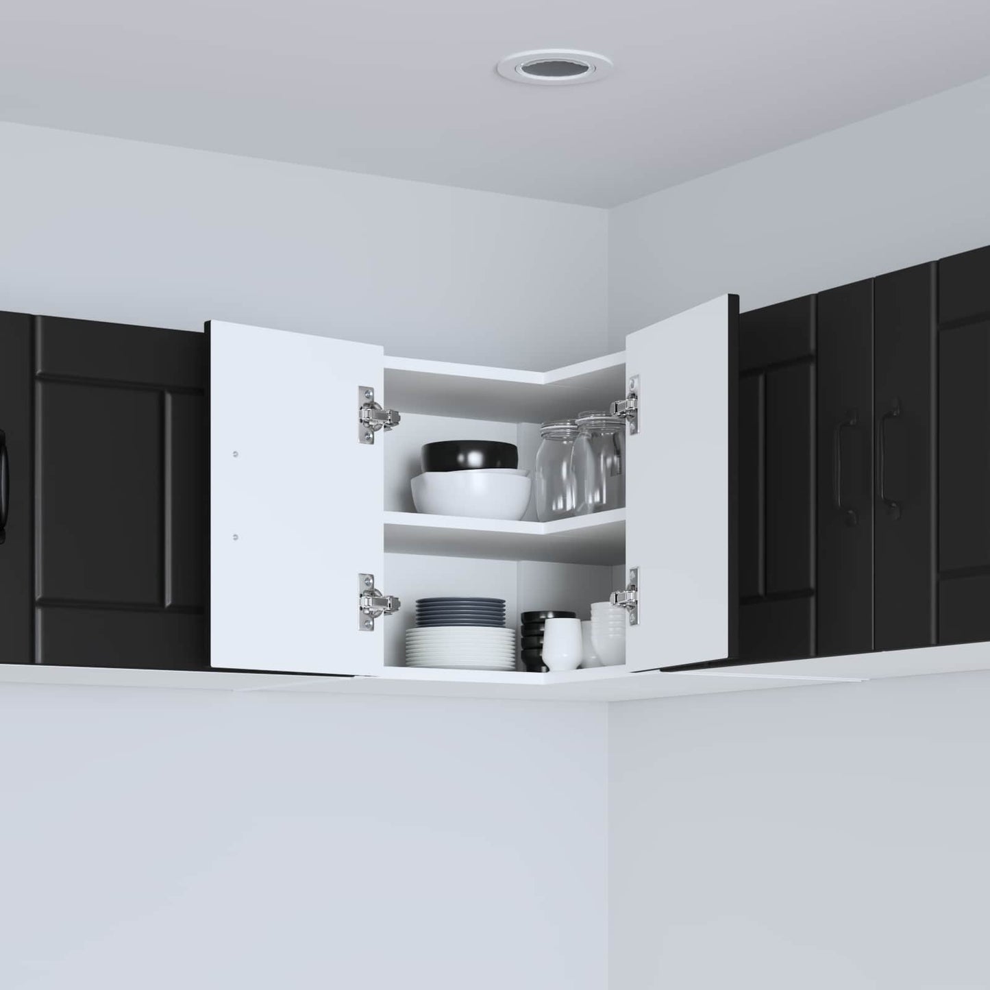 vidaXL Wall Corner Cabinet LUCCA Black 57 x 57 x 40 cm Engineered Wood