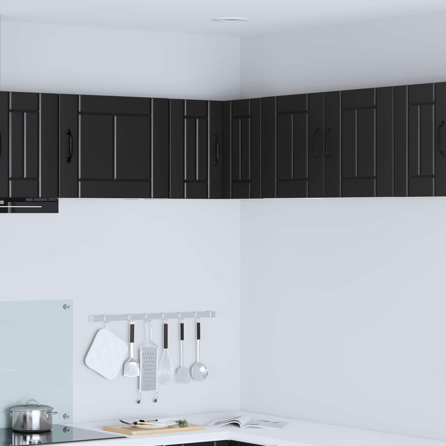 vidaXL Wall Corner Cabinet LUCCA Black 57 x 57 x 40 cm Engineered Wood