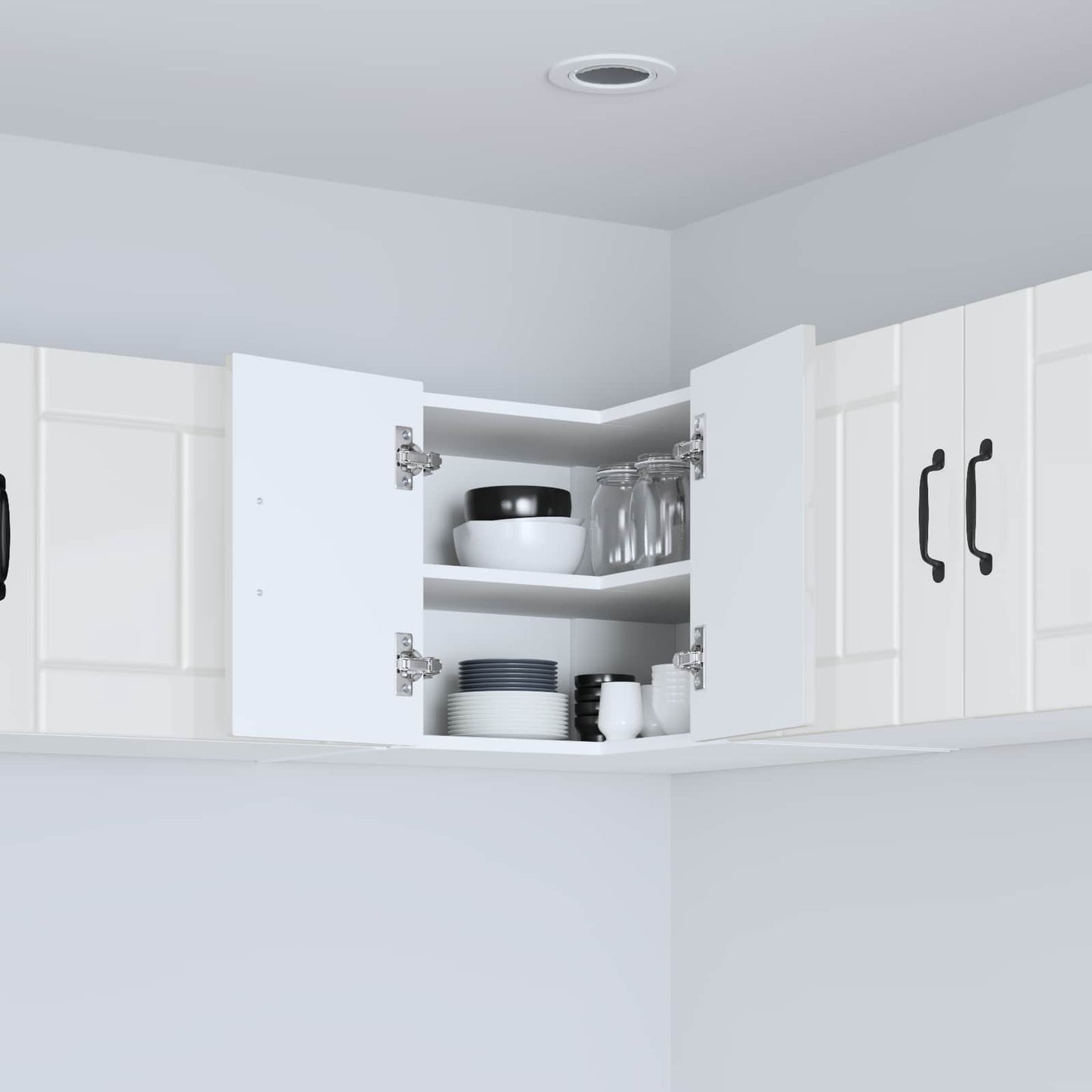 vidaXL Wall Corner Cabinet LUCCA High Gloss White 57 x 57 x 40 cm