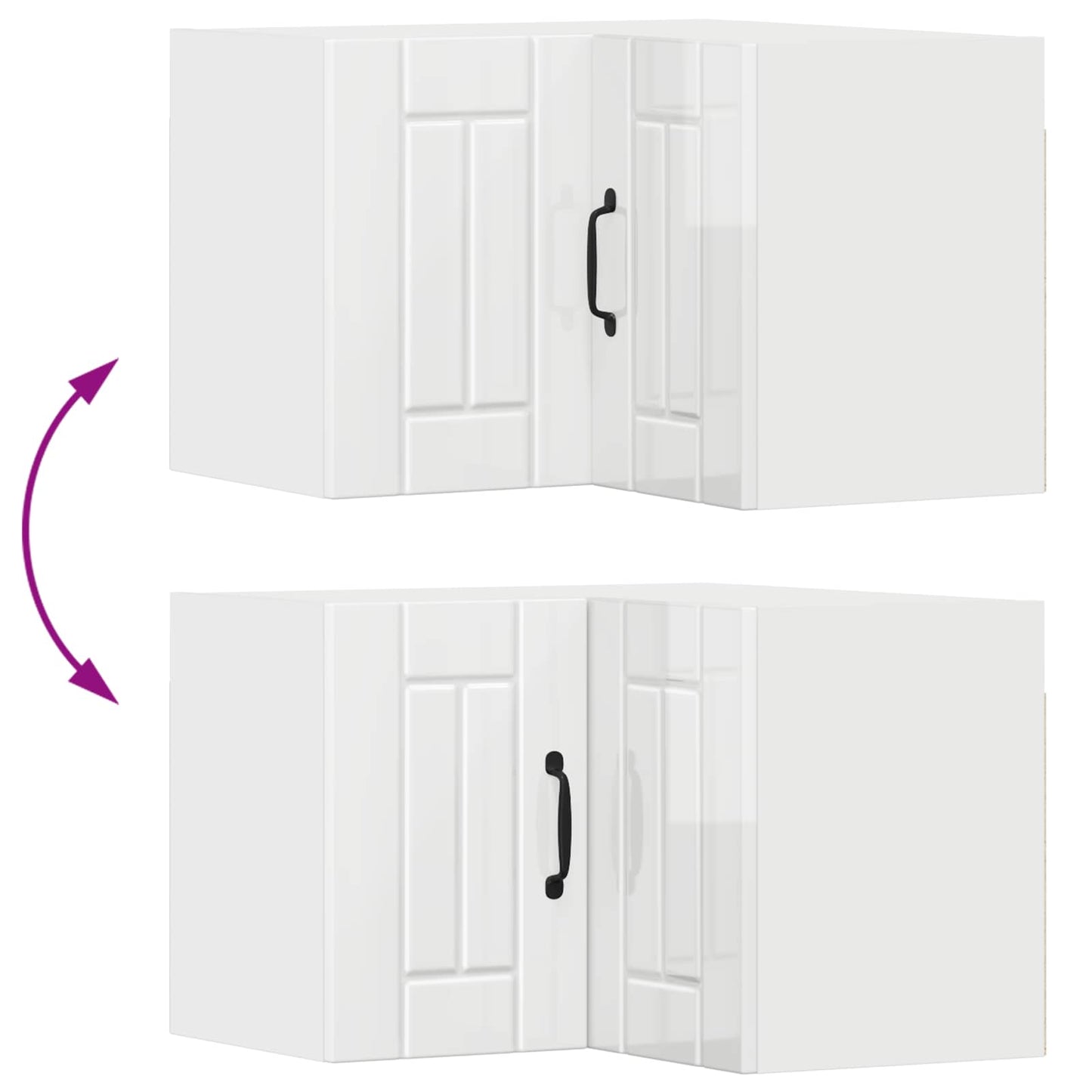 vidaXL Wall Corner Cabinet LUCCA High Gloss White 57 x 57 x 40 cm